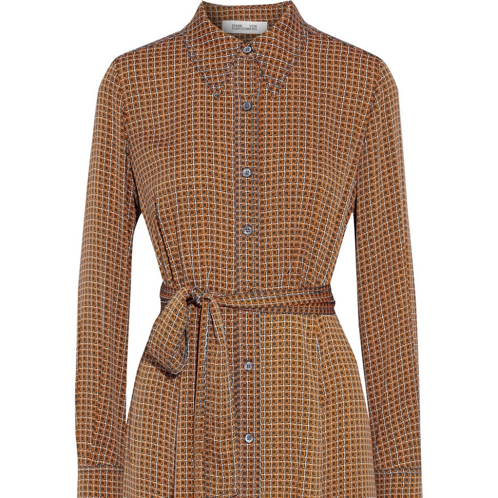 Dory belted stretch-silk crepe chine shirt dress